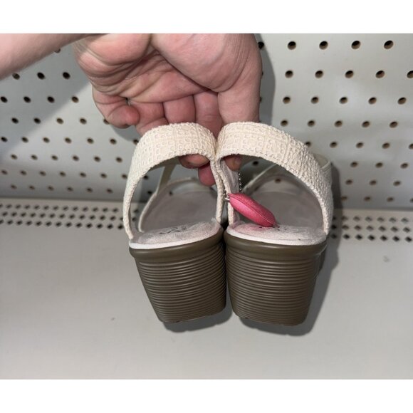 Skechers Parallel Jellyroll Womens Wedge Sandals Slides Size 8 Cream Memory Foam - Picture 3 of 9